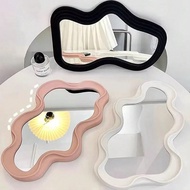 An Asymmetric Wall Mounted Mirror - Cloud Shaped Wall Mounted Makeup Mirror, White, Pink, Black, 16.