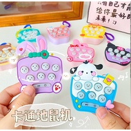 Mini Handheld Whack-a-a-Mole Game Console Cartoon Luminous Music Whack-a-Mole Keychain Pendant Child