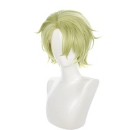 Short Green Yellow Wig Cosplay Anime Happy Ensemble Stars Tomoe Hiyori Men Costume Heat Synthetic Ha