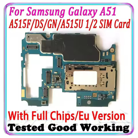 128GB Unlocked Mainboard For Samsung Galaxy A51 A515F A515DS A515U Motherboard Full Chips Logic Boar