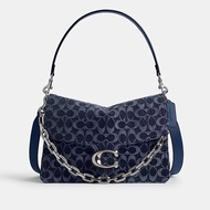 Coach CHAIN TABBY 30 經典 SIGNATURE 丹寧面料鏈條單肩手袋