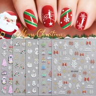5D Embossed Self-Adhesive Christmas Tree Snowflake Snowmen Designs Nail Art DIY Manicure Supplies