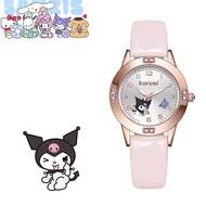 (ส่งในไทย) นาฬิกาข้อมือสายหนัง สำหรับเด็ก Sanrio หน้าปัดกลม