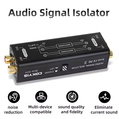 Professional Hum Eliminator Audio Signal Isolator Noise Filter Musical Portable 2 Channels RCA Groun