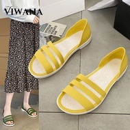 VIWANA Flat Sandals For Women Fashion 2021 Summer Open Toe Jelly Shoes Plus Size 41 Outdoor Beach Sandal Slippers Ladies Korean Style Women Shoes