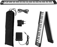 88 Key Beginner Splicable Piano with Touch Sensitive Keys, Full Size Keyboard Foldable Digital Piano for kids, Bluetooth Portable Electric Piano with Carrying Bag (Color : Black)