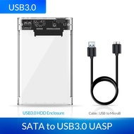 USB3.0 to SATA3.0 External Hard Drive Enclosure Hard Disk Storage Box with SATA to USB Connector Cable Support UASP for 2.5inches(2.5 นิ้ว) HDD ฮาร์ดดิส and SSD SATA Interface External Gard Drive Clear with fast And Good Quality Hard Drive Disk