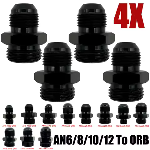 4X Fuel Line Hose Fitting Male Adapter ORB-6 ORB-8 ORB-10 ORB-12 O-Ring Boss To 6AN 8AN 10AN 12AN Al