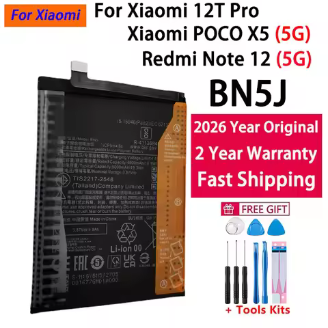 2026 Years 100% Original Battery 5000mAh BN5J For Xiaomi Redmi Note 12 5G / 12T Pro / POCO X5 5G Mob