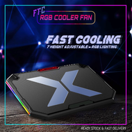 FTC Cool-X Laptop Cooler RGB Light with 5 Quiet Fans,7 Height Level Large Size 12-17.3 Inch Gaming Laptop Stand 2 USB Ports