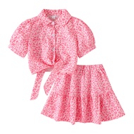 ชุดเด็กผู้หญิง เสื้อและกระโปรง แขนสั้น ลเสื้อผ้าเด็ก ลายการ์ตูน Pink Panther ชุดเด็กทารก แฟชั่นฤดูร้อน สําหรับเด็กผู้หญิง 3-8 ปี