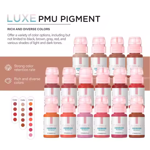 15ML Luxe PMU Pigment Europe's Best-selling 9 colors Lip Tattoo Ink For Semi Permanent Makeup Nano L