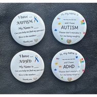 Personalized Autism/ADHD/GDD/ASD Badge Pin Pin Badge