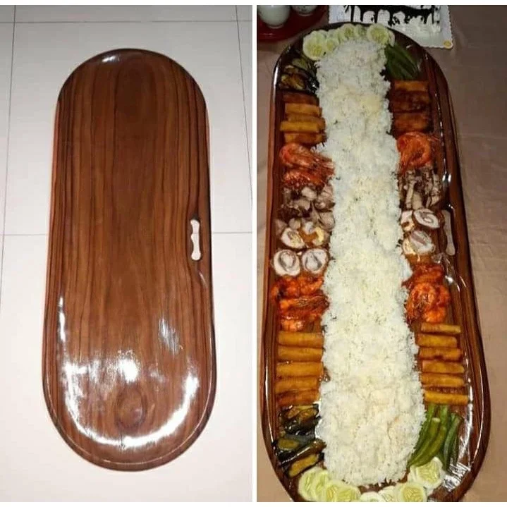 Lechon tray Oval single stand W-15inch x L-40inch ( Magkono Wood )