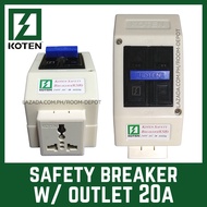 Koten Safety Breaker with Outlet 20amp 2pole Circuit Breaker with Panel Box Housing Set Board KSB-S