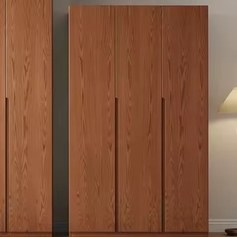 Solid Wood Oak Wardrobe Minimalist Modern Fashionable Hanging Wardrobe Household Bedroom Home Furnit