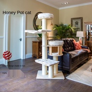 Cat bowl✾✓❣honeypot cat cat climbing frame solid wood cat tree large luxury cat litter cat frame wooden cat house villa