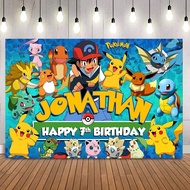 1pc Pokemon Cartoon Character 7th Birthday Party Cake Table Decoration Background - 82.7 * 59.1/59.1