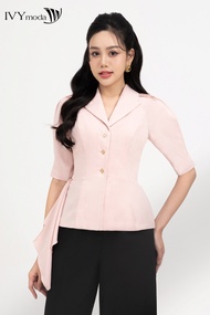 Áo sơ mi cổ V chiết eo IVY moda MS 17B9574