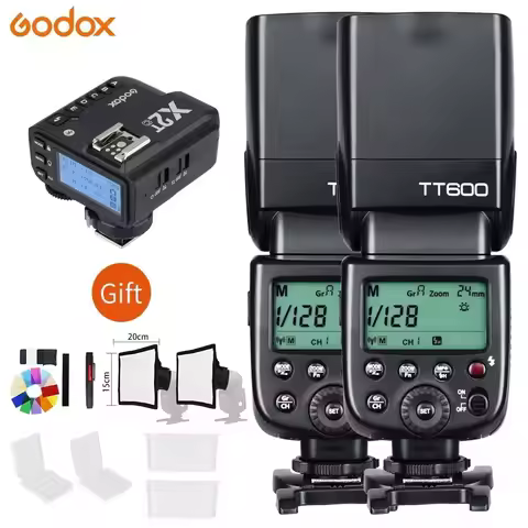 2x Godox TT600 2.4G Wireless Camera Flashes Speedlites With X1T Transmitter Trigger For Canon Nikon