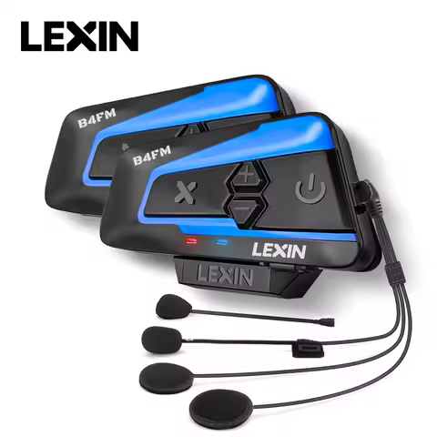 Lexin B4FM-X Bluetooth5.0 Motorcycle Helmet Intercom Headsets Type-C,10 Riders Wireless Communicatio