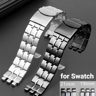 Solid Stainless Steel Watch Band 19mm 21mm for Swatch Men's Black Silver Watch Metal Strap YVS451 YVS435 YCS443G Watch Bracelet Accessories