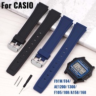 18mm for Casio F84 F-91W F-94 F-105 A-158 Soft Rubber Watch Strap Ultra-thin Silicone Watch Strap TP