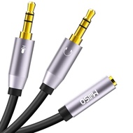 MillSO Headphone Splitter CTIA for Computer Y Jack Adapter 3.5mm 2 x 3 Pole TRS Male to 4 Pole TRRS 