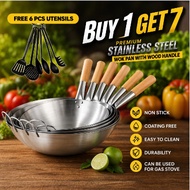 Connox {BUY1 TAKE6} Stainless Steel Cookware Wok Pan 30, 32, 34, 36cm Induction Cooking Wok Big Size