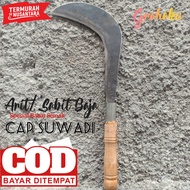 ( UNTUK BABAT SEMAK ) Sabit Baja Asli Anti Gompal - Arit Besar Tajam Pande Jawa Asli - Bendo/Bedog P