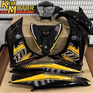 COVERSET LC135 V6 V7 ORIGINAL VELOZI EXCITER BEN10 METALLIC BLACK YELLOW HITAM KUNING