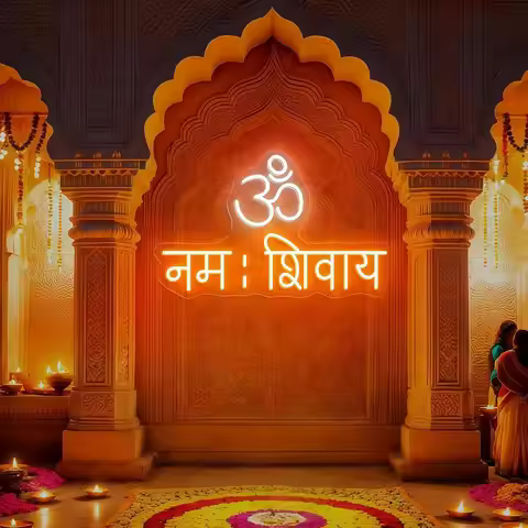 Om Namah Shivaya Neon Sign Hindu LED Neon Light for Meditation Room Yoga Studio Gym Yoga Puja Room W