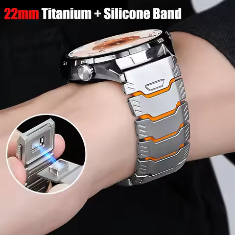 22mm Titanium Rubber Strap For Huawei Watch GT6 Pro GT5 4 3 2 46mm Ultimate 2 Metal Band For Amazfit