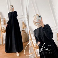 IndiStoree - Gamis Cika Crinkle Airflow Terbaru 2024 Kekinian Viral Dewasa Simpel Elegan Busui Frend