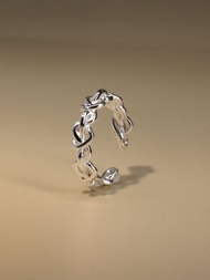 韓國風心形線條開口戒指 | 愛心扭紋指環 | 情侶對戒 | 925純銀 |