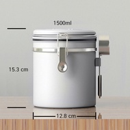 กล่องเก็บเมล็ดกาแฟ Coffee Canister พร้อมช้อนสเตนเลส วัสดุสเตนเลส ฝาล๊อกแน่น พร้อมวาล์วกันอากาศ ขนาด1