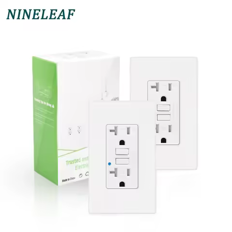 2PK 20Amp GFCI Outlets Weather-Resistant White Standard Size Plug Outdoor GFCI Receptacles with LED 