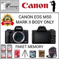 canon eos m50 mark ii body only / kamera mirrorless canon m50 mark ii - distributor memory128gb+acc