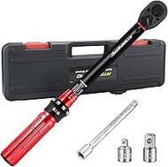 ATsafepro 3/8 Inch Torque Wrench Set,5-60 Nm with 3/8" to 1/4", 3/8" to 1/2" Socket Adapter & 6" Ext