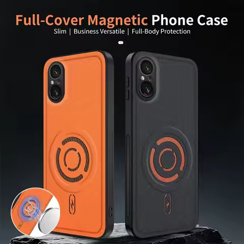 EUCAGR For Sony Xperia 5 II/Xperia 5 III/5IV/5V/5VI Case for Magsafe Magnetic TPU Frame + PC PU Leat