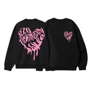 "Sweater Oversize Fashion Long Sleeve - Pink Heart Wenz Graffiti Kaos katun love Cewek Korean Style"
