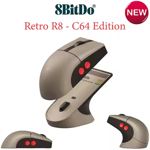 2026Brand new for 8BitDo Retro R8 C64 Edition Mouse with Charging Dock, Built with PAW 3395 Sensor, 