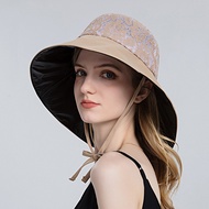 Ladies Summer Outdoor Leisure Sun Protection Sun Hat Fashion With Pattern Large Brim Hat UV Protecti