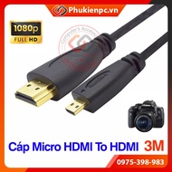3M long Micro HDMI to HDMI FullHD cable for laptop, camcorder, Go Pro Tablet, phone, TV box, live st