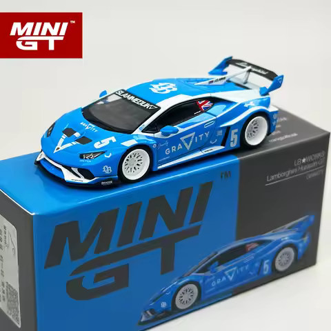 MINIGT 1:64 LBWK Lamborghini Huracan GT GRAVITY Blue and White alloy Car Model 1055