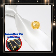 Large wide bright white tie 4 inch or 9 to 10 cm adult plain shiny sse trade center