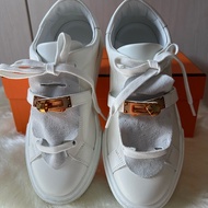 Hermes 愛馬仕Kelly凱莉金釦休閒小白鞋(全新）