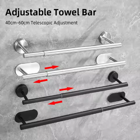 Towel Bar Adjustable 40cm to 60cm Bathroom Towel Rack SUS304 Stainless Steel Towel Rack Wall Mounted