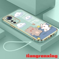Casing xiaomi 12 lite 5g xiaomi 12t xiaomi 12 pro 5g phone case Softcase Electroplated silicone shockproof Protector Smooth Cover new design Cartoon Bear Rabbit Animal DDXX01