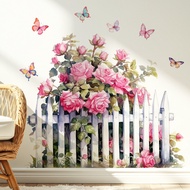 Simple Rose Rattan Butterfly Fence Wall Sticker Room Wall Decoration Self-Adhesive Sticker